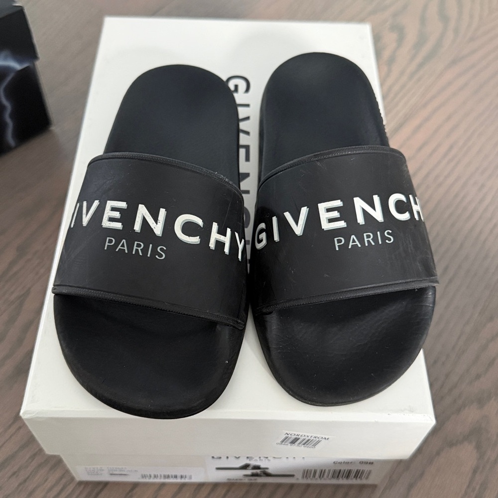 Givenchy Black Logo Slide Sandals